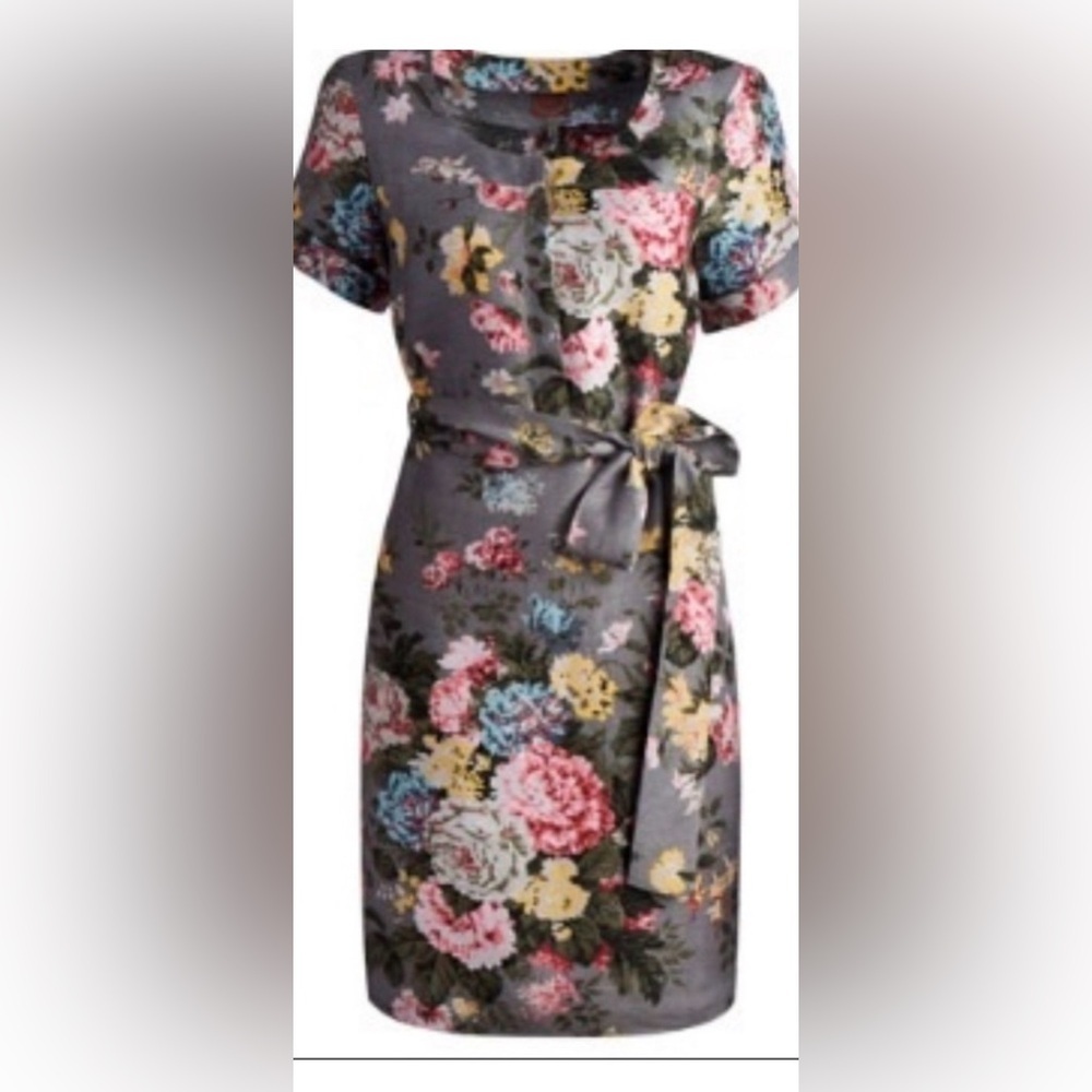 JOULES Primrose Floral Linen / Flax Dress Sz 8‎